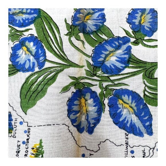 Minnesota State Flower Vintage Handkerchief Souvenir Scalloped Landmarks READ - Picture 7 of 8